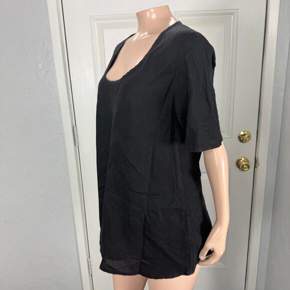 Flax Women's Shirt Medium 100% Linen T-Shirt Short Sleeve Lagenlook Boho A3-28 - Picture 3 of 7